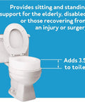 Round Toilet Seat Riser Adds 3.5 Inches Of Height For Easy Bending And Sitting, Supports Up To 300 Lbs, Durable Raised Toilet Seat
