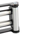 Beefed Up Heavy Duty Winch Roller Fairlead 110mm Hole Distance Galvanized Cable Guide For ATV Truck Or Off Road Use Reduces Friction And Wear Extends Winch Cable Life With Universal Mount Fit, close-up of galvanized steel rollers