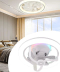 Lonfgrc Aromatherapys Oscillating Ceiling Fan Light with Multiple Lighting Modes for Living Room Home Restaurant Comfort White in modern setting.
