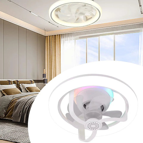 Lonfgrc Aromatherapys Oscillating Ceiling Fan Light with Multiple Lighting Modes for Living Room Home Restaurant Comfort White in modern setting.