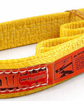 Heavy Duty Nylon Lifting Strap 1 Inch By 3 Foot USA Made 3200 Pound Vertical 2600 Pound Choker 6400 Pound Basket 2 Ply 900 Webbing Type 3 Eye To Eye Rigging Sling shown in close view