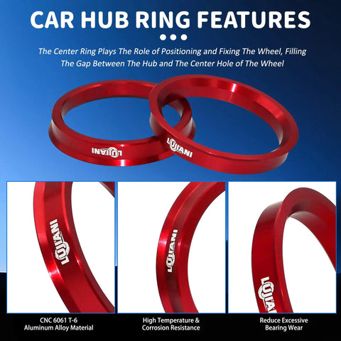 Badass Red Hub Centric Rings Pack Of 4 Drop Over Your Axle For A Snug Fit 66.6 To 57.1 Mm Centerbore Adapters Bolted From Cnc Aluminum to show design and detail.