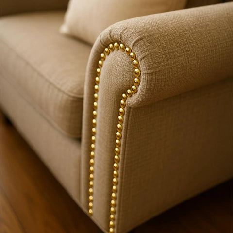 Top Shelf 200 Pack Gold Upholstery Tacks and Furniture Nails Delivering a Badass Glow for Sofas Chairs Beds and DIY Home Decor Projects in Rock Solid 7/16 Inch Dimensions That Truly Hit The Spot Today on sofa arm.