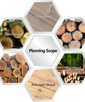 Image showing various wood types including Teak, Cedar, Oak, Elm, Pine, and Antiseptic woods for woodworking.