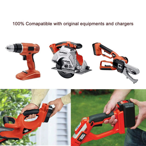 Two Pack 18V Replacement Battery For HPB18 Series That Hooks Up With Black And Decker And Firestorm Cordless Tools 24476000 NiMH 64.8W 1550g Long Lasting Power powering various tools