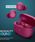 Go Pop ANC True Wireless Earbuds With Charging Case In Fuchsia, Active Noise Cancelling, 10mm Drivers on display