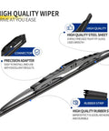 Pair Of 18 Plus 18 Inch Windshield Wiper Blades For Ford Ranger And Chevy Hhr All Season Rubber Wipers with precision adapter and steel sheet.