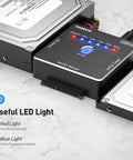 SATA IDE to USB 3.0 External Drive Adapter for 2.5 and 3.5 Inch HDD SSD and 5.25 Inch Optical Drives, Quick Plug and Play USB 3.0 Converter with Offline Clone for Easy Data Transfer, with LED lights