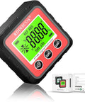 Straight Up Digital Angle Finder With Heavy Duty Magnetic V Groove Base And Bright Backlight For Fast Table Saw Cuts And No Sweat Woodworking Projects That Demand Spot On Accuracy Daily showing digital readout and protective casing.