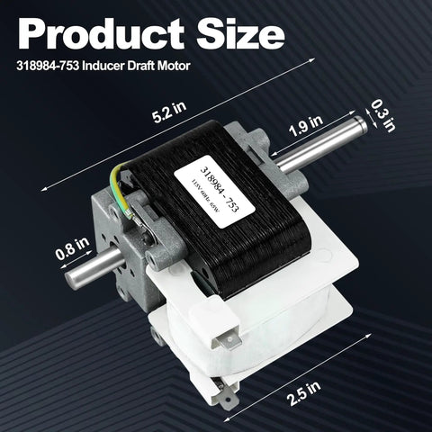 Furnace Inducer Draft Motor Assembly 115V 60Hz 65W With Fan Blade dimensions diagram for Carrier Bryant Payne Jakel models