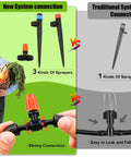 Effortless 100 Foot Drip Irrigation System Kit With 30 Adjustable Nozzles And 30 Meter One Quarter Inch Tubing comparison of sprayers
