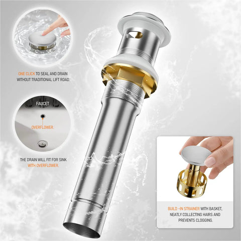 Brushed Nickel 4 Inch Centerset Bathroom Faucet With Two Handles Lead Free And Durable Includes Copper Pop Up Drain
