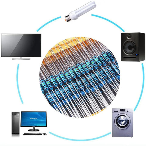 2600 Piece Resistor Kit With 130 Values 1 Ohm To 3M Ohm 0.25W Metal Film Resistors 1 Percent Tolerance Axial Lead for electronics.