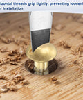 Close-up of M METERXITY 20-Pack Wood Screws, M3 x 18mm Brass Slotted Round Head Self-Tapping Screw inserted in wood