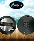 Two ball turning attachments with graduation scale; front shows carbide insert, back shows smooth mounting plate.