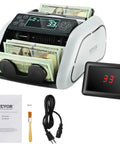 Hella Reliable Money Counter Machine With Legit Counterfeit Detection And Smooth Value Tracking Featuring Ultraviolet And Infrared Sensors Plus No Sweat Batch Sorting For Shop Bosses shown with cash and accessories.