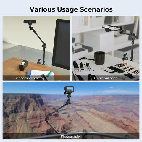 22 Inch Magic Arm Clamp Overhead Phone Mount Stand For Desk Camera And Light Flexible Articulating Boom Arm For POV Shots