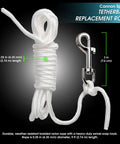 Rugged Tetherball Replacement Rope With Swivel Snap Hook 9 Ft White Braided Nylon Cord One Quarter Inch Inch Thick Low Stretch Weather Resistant For Consistent Play In Outdoor Backyards, Schools, And Playgrounds. white braided nylon rope with swivel snap hook, 9 ft, 0.25 in thick