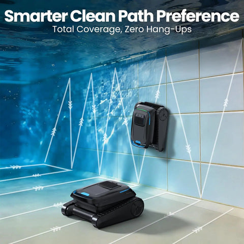 Cordless Robotic Pool Cleaner for Inground and Above Ground Pools with Smart Nav and 5000 GPH suction cleaning pool floor and wall