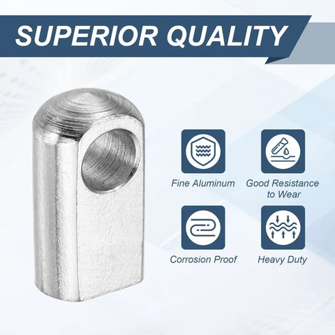 Six Pack M8 Gas Spring End Fittings Foot Mount Flanges Silver Steel With Zinc Plating 8mm Hole M8 Thread Overall 27x15x10 Square Head Durable Gas Strut Hardware For Cabinets Hatches And Furniture close-up
