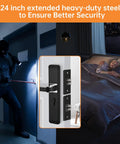 Built Like A Tank Five Piece Door Reinforcement Kit For Jamb And Frame With Hinge Guard Security Latch Stopper To Block Kick Ins And Secure Weak Wood Frames Today, showing 24 inch heavy-duty steel lock installation.