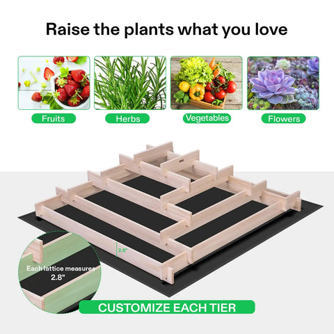 Wooden Raised Garden Bed With Built In Trellis For Climbing Plants Outdoor Planter Box illustration with tiers customization