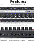 Front view of HA800S Eight Channel Stereo Line Mixer with Independent Volume, Stereo Mono Toggle, TRS Input Output