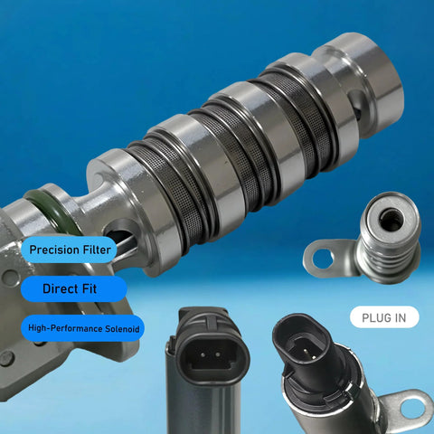 Close-up of Variable Valve Timing Solenoid For Kia And Hyundai Rides 1.8L 2.0L VVT For Intake And Exhaust components