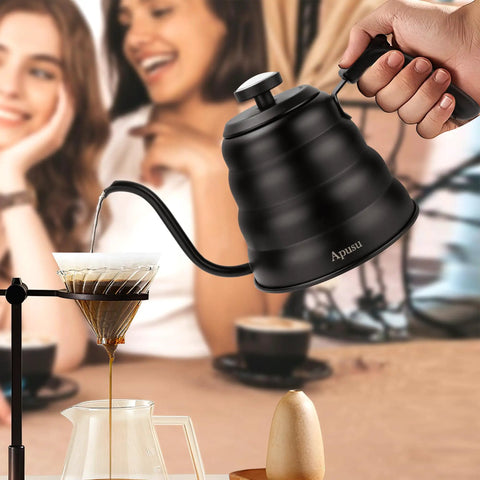 Gooseneck Kettle For Manual Drip Coffee And Tea Barista Grade 40oz Stainless Steel Pour Over Kettle With Thermometer For Stovetop Use 1200ml 6 Cup Silver 1 Pack Ships Free