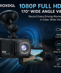 3 Inch Dash Cam For Cars 1080P HD Car Camera Wide Angle Driving Recorder With Night Vision, showing lens and screen display