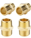 4 Pack Hex Nipple 1 Inch NPT Male To 1 Inch NPT Male Solid Brass Pipe Fittings on white background