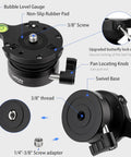 Precision Tripod Leveling Base Plate Half Ball Leveler with bubble level gauge and 3/8 inch screw, supports up to 22 lbs