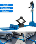 Blue Car Body Sheet Metal Repair Kit With Adjustable Dent Puller for doors, wheel arches, and sills auto body repair tool shown in use