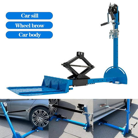 Blue Car Body Sheet Metal Repair Kit With Adjustable Dent Puller for doors, wheel arches, and sills auto body repair tool shown in use