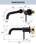 Dimensions of Matte Black Wall Mount Bathroom Faucet With Single Handle 360 Degree Swivel Long Spout Solid Brass Construction