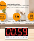 7.1 Inch Digital Kitchen Timer With Extra Large LED Display, Magnetic Back, on kitchen counter showing 59 seconds, black design