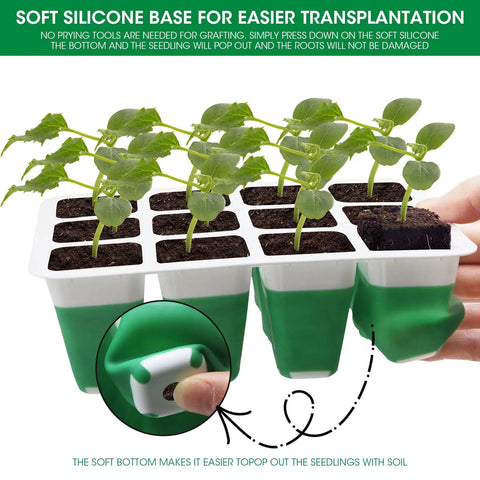 Five Pack Sixty Cell Seedling Trays With Grow Light Kit Indoor Seed Starting Starter Set for Veggies Herbs and Flowers, silicone base
