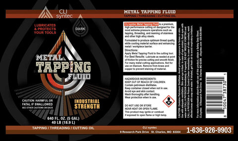 Label of Industrial Strength Metal Tapping Fluid And Cutting Oil For Drilling And Threading Pro Grade High Performance Lubricant