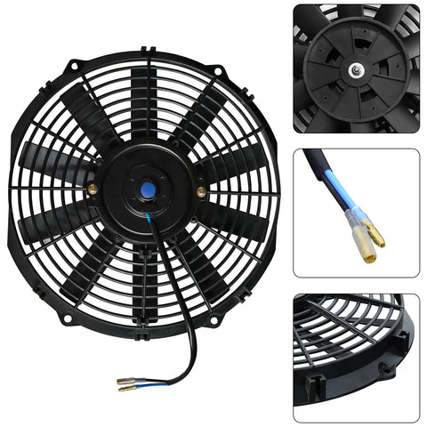 12 Inch Universal Electric Radiator Cooling Fan Kit With Mounting Bracket, Beefed Up High Performance Puller Assembly, 12V 80W, 1650 CFM