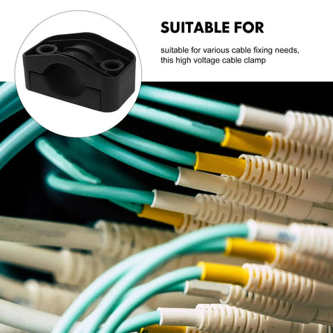 Heavy Duty Black Cable Clamp Snaps On Fast To Secure High Voltage Wires And Electrical Connectors with organized cables.