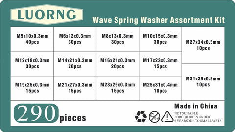 290 Piece Pack Black Manganese Steel Wave Spring Washers Set M5 Through M31 For Electrical Connections In Home And Commercial Appliances Durable Ready To Use Kit For Pros And DIYers, assorted sizes