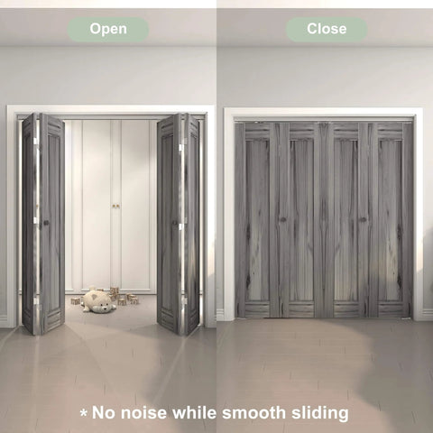 48 Inch Bifold Door Hardware Kit For Four Doors Aluminum Top Mounted Sliding Barn Door Track System Open and Closed View