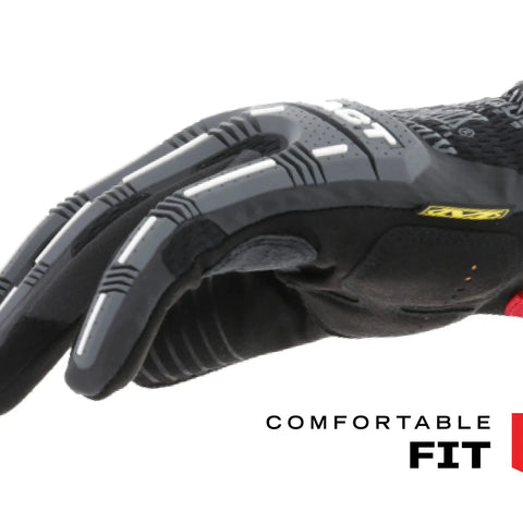 M Pact Open Cuff Gloves With Abrasion Resistant Build High Impact Knuckle Protection Black X Large, side view fit shown