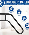Heavy Duty 25 Inch U Shaped Outdoor Stair Hand Rail Wall Mount For One To Three Steps Patio Porch Entrance Metal Grab Bar With Non Slip Grip And Weather Resistant Design For Easy Safe Access
