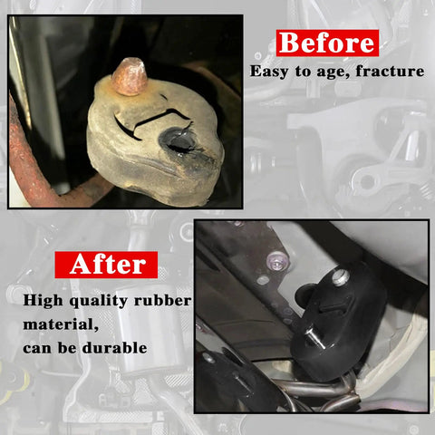 2 Pack Exhaust Hanger Rubber With 2 Holes Adjustable Insulator comparison before after installation