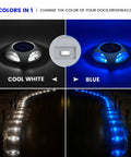 Wireless Solar Deck Lights Outdoor LED Pathway Markers 12 Pack Dual Color Modes Cool White And Blue Waterproof Aluminum