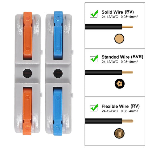 Front view of 70 Piece Lever Wire Connector Kit For Quick Connect Splicing, Reusable Inline Terminals For 28 To 12 AWG Wires.