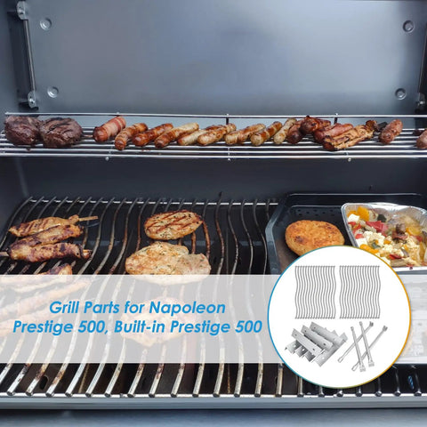 Level Up Your Weekend Cookout With This Knockout Stainless Steel Grill Replacement Kit Featuring Fit Like A Glove Cooking Grids Heavy Duty Heat Plates And Rugged Burners For Prestige Models with meats on grill.