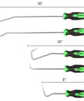OEMTOOLS 5-piece hose remover set with green and black handles; cotter-pin and radiator/heater coolant hose removal tools in 8, 10, and 16 in lengths