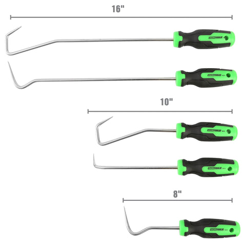 OEMTOOLS 5-piece hose remover set with green and black handles; cotter-pin and radiator/heater coolant hose removal tools in 8, 10, and 16 in lengths